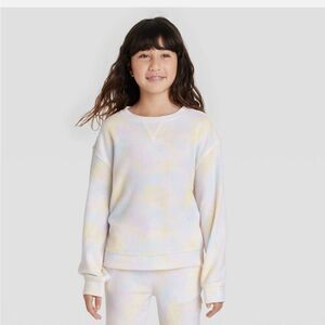 NWT Cat & Jack Size XS (4/5) Crewneck Waffle Knit Multicolored Tie Dye T-Shirt